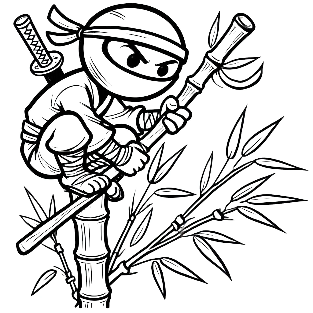 coloriage Ninja et decoupage