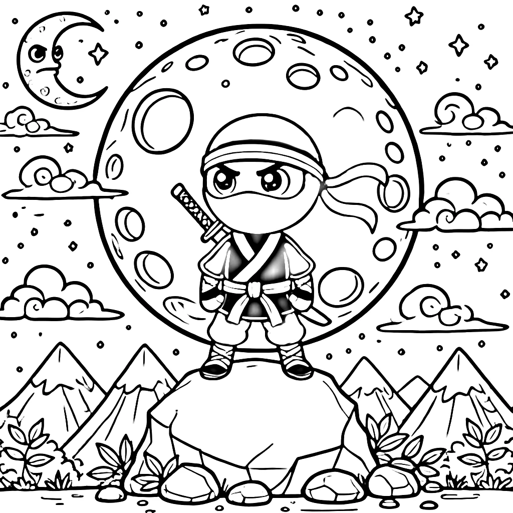 coloriage Ninja et découpage à imprimer