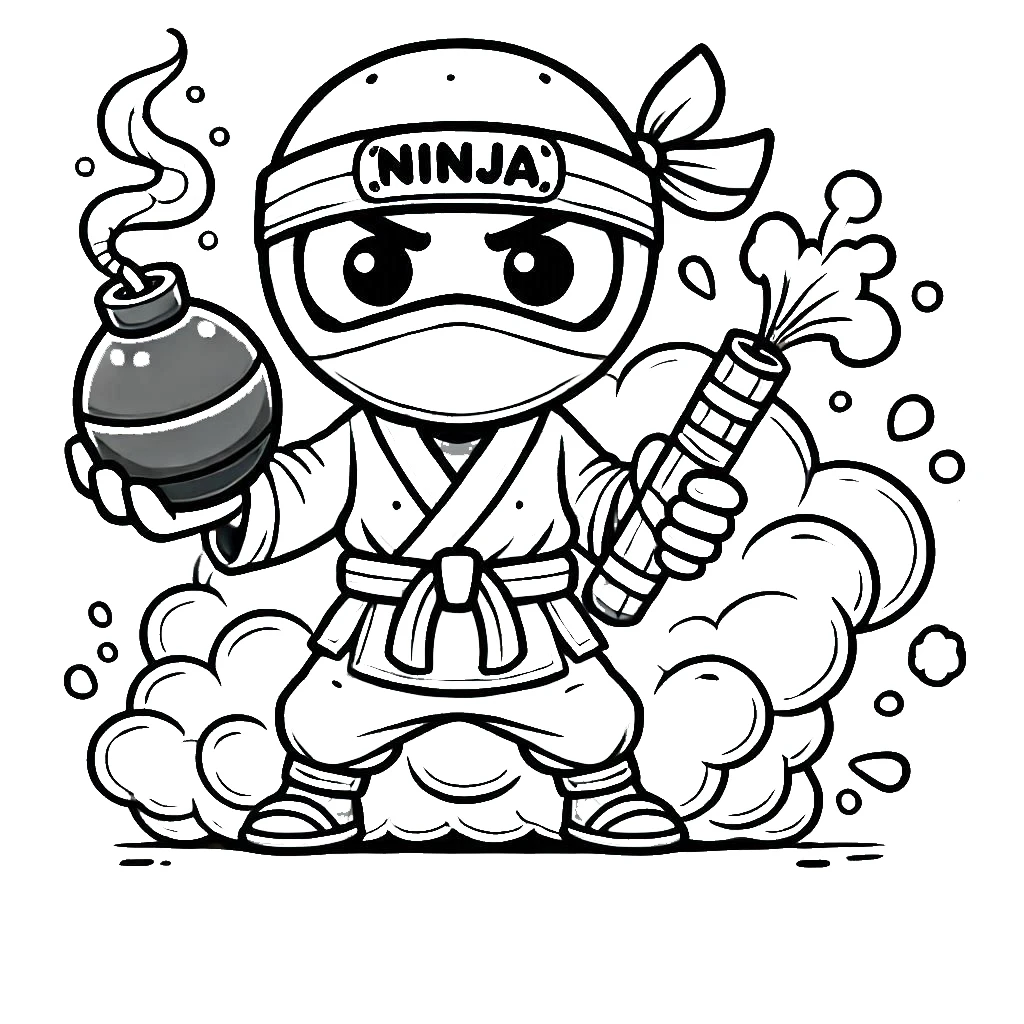 coloriage Ninja pour enfant de 5 ans