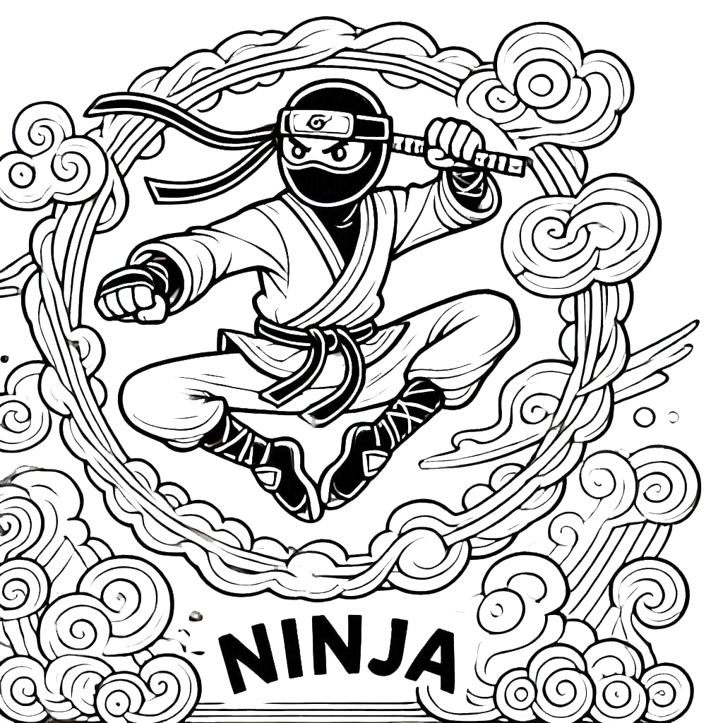 coloriage Ninja pour enfant de 10 ans