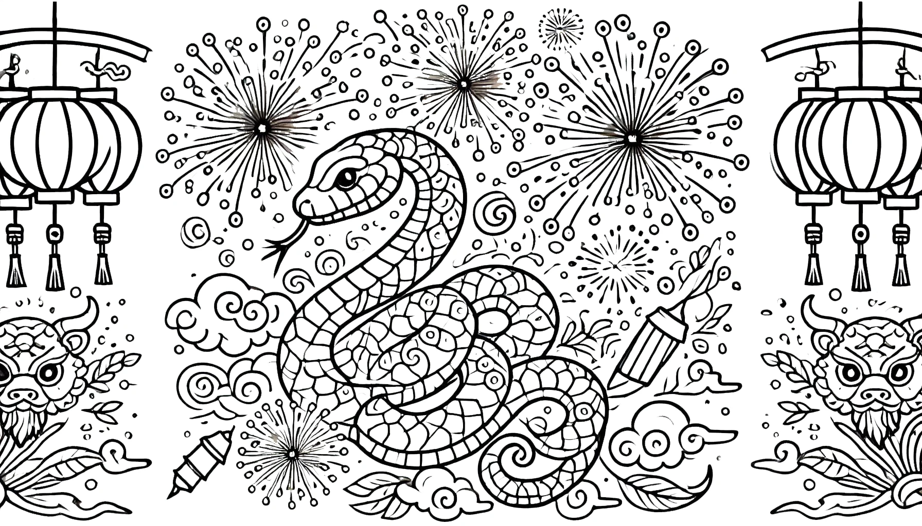 coloriage Nouvel an Chinois pour enfant de 3 ans 1