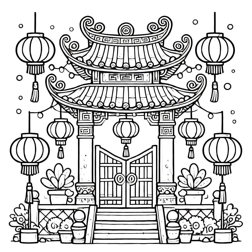 coloriage Nouvel an Chinois à imprimer gratuit 2