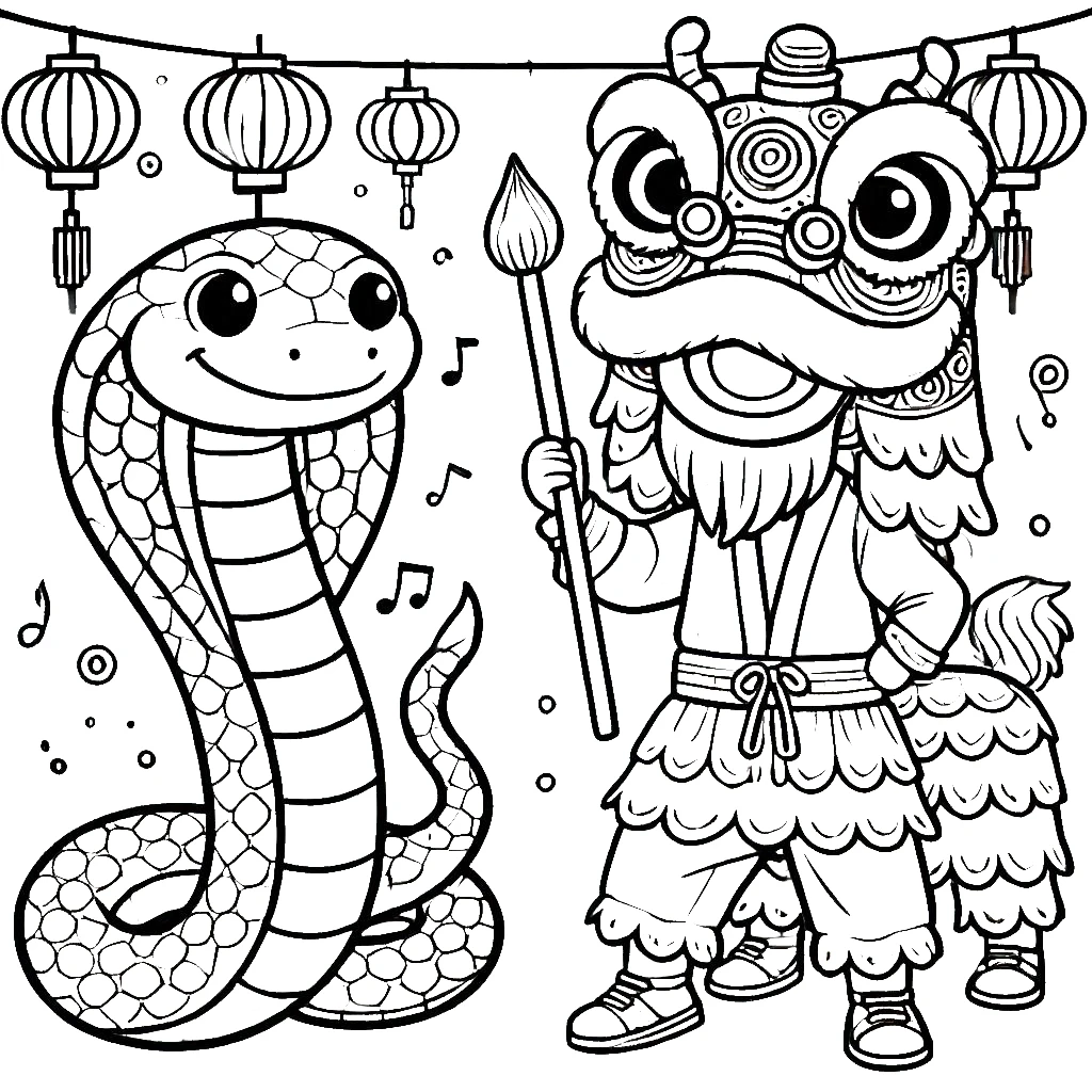 coloriage Nouvel an Chinois à imprimer pour enfant de 7 ans