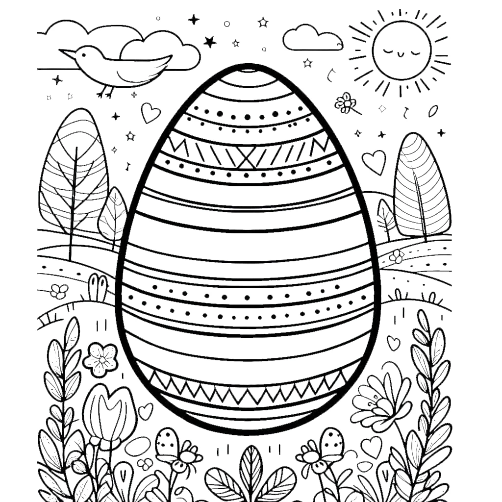 imprimer coloriage Oeuf de Pâques pour enfant