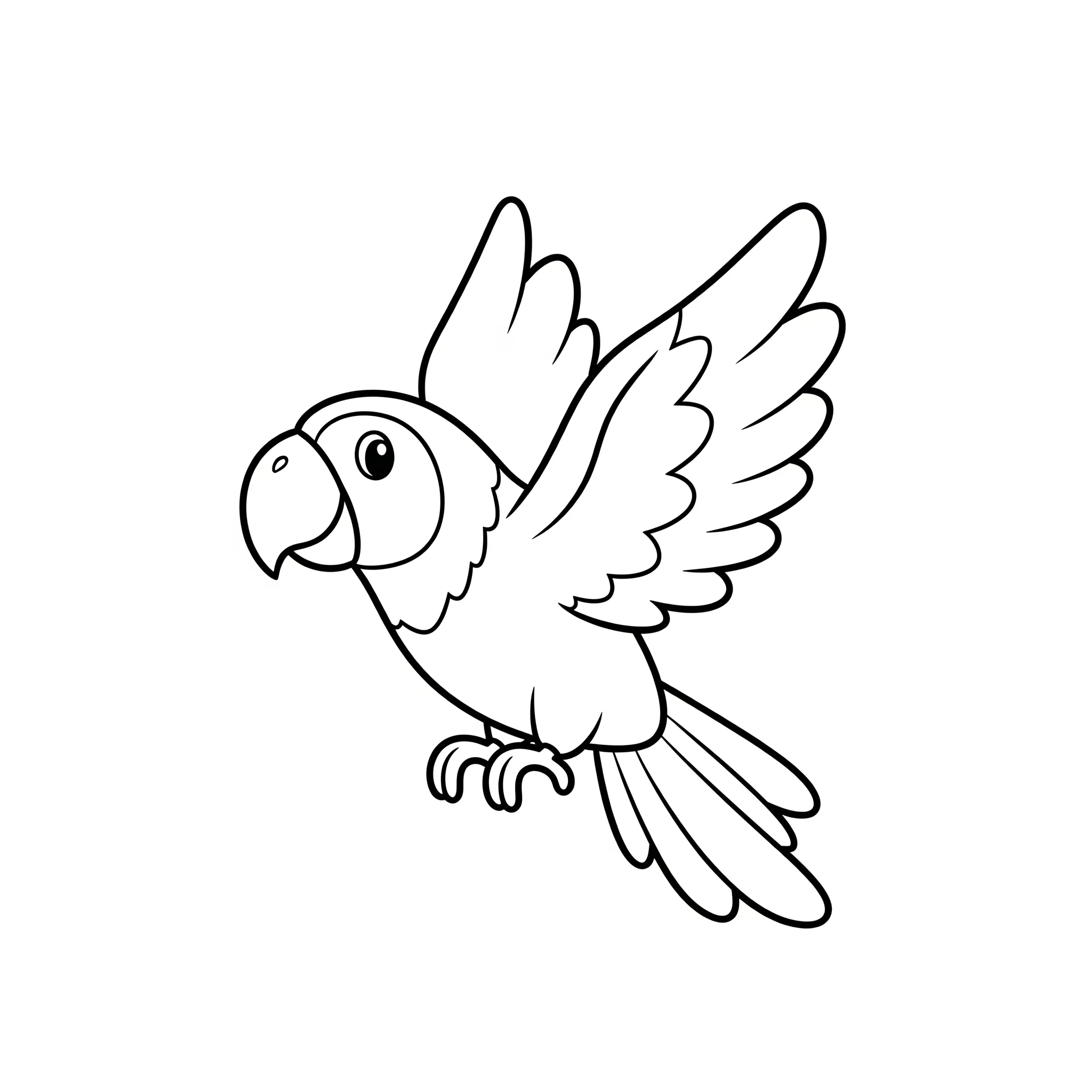 coloriage Perroquet en vol simple pour enfant de 2 ans