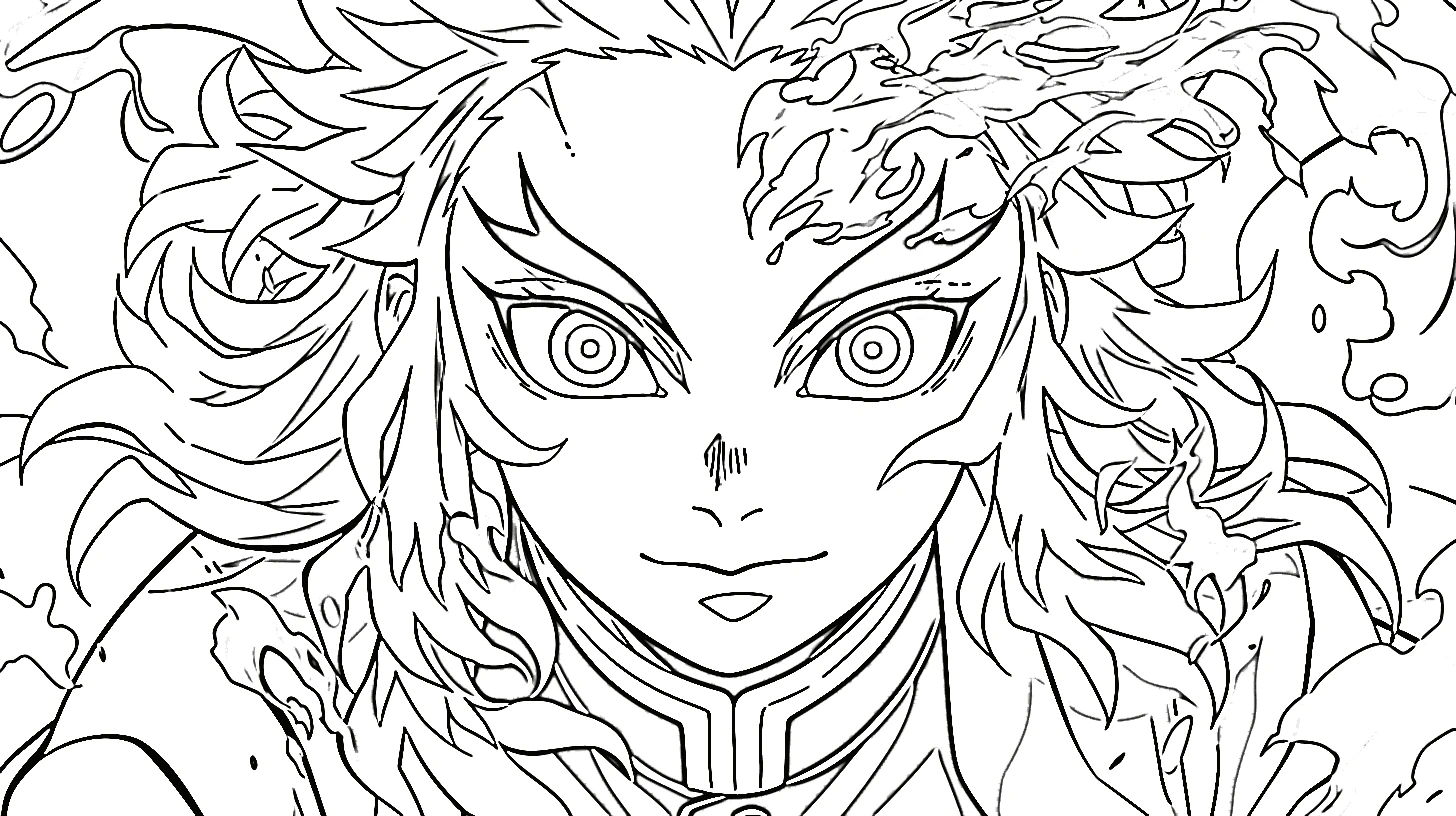 coloriage Rengoku pour enfants a imprimer gratuit