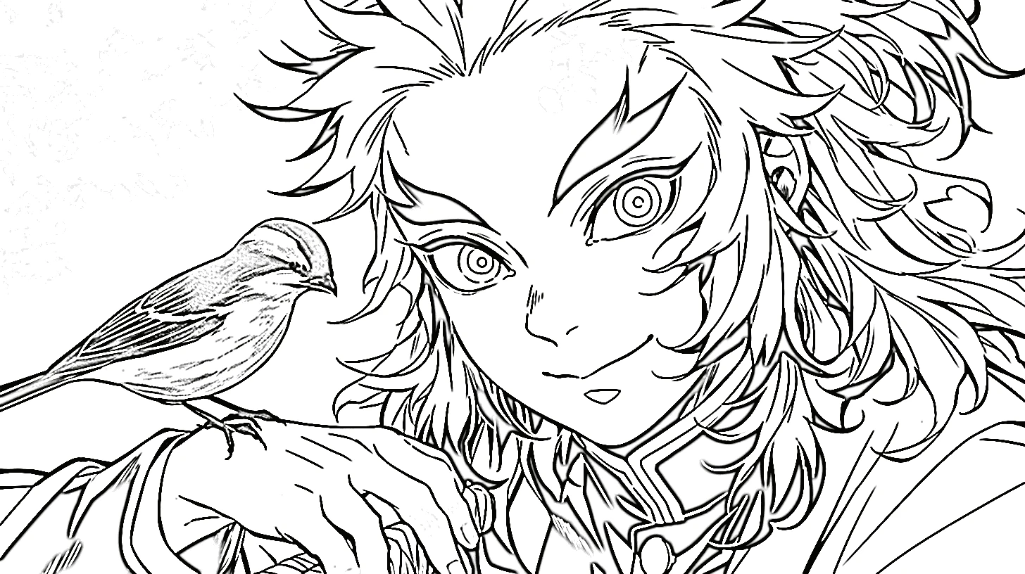 coloriage Rengoku pour enfant de 7 ans 2