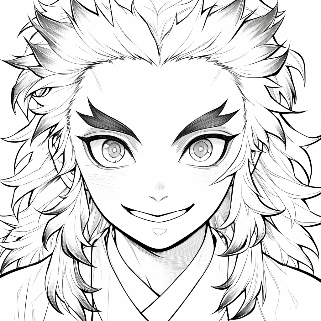 coloriage Rengoku d'enfant a imprimer 1