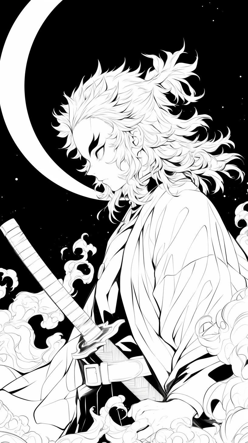 coloriage Rengoku et decoupage a imprimer gratuit