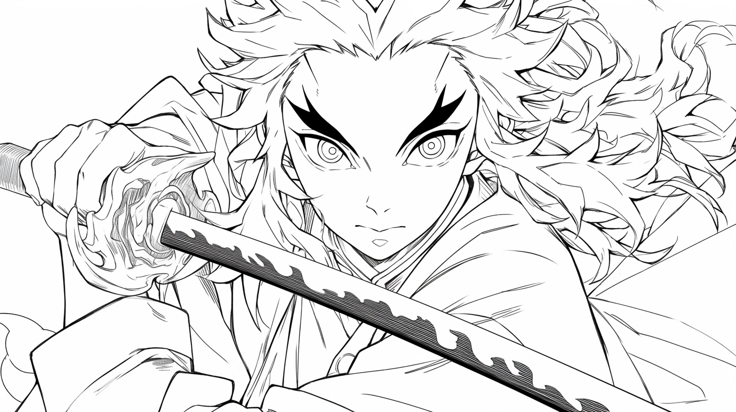 image de coloriage Rengoku pour enfant