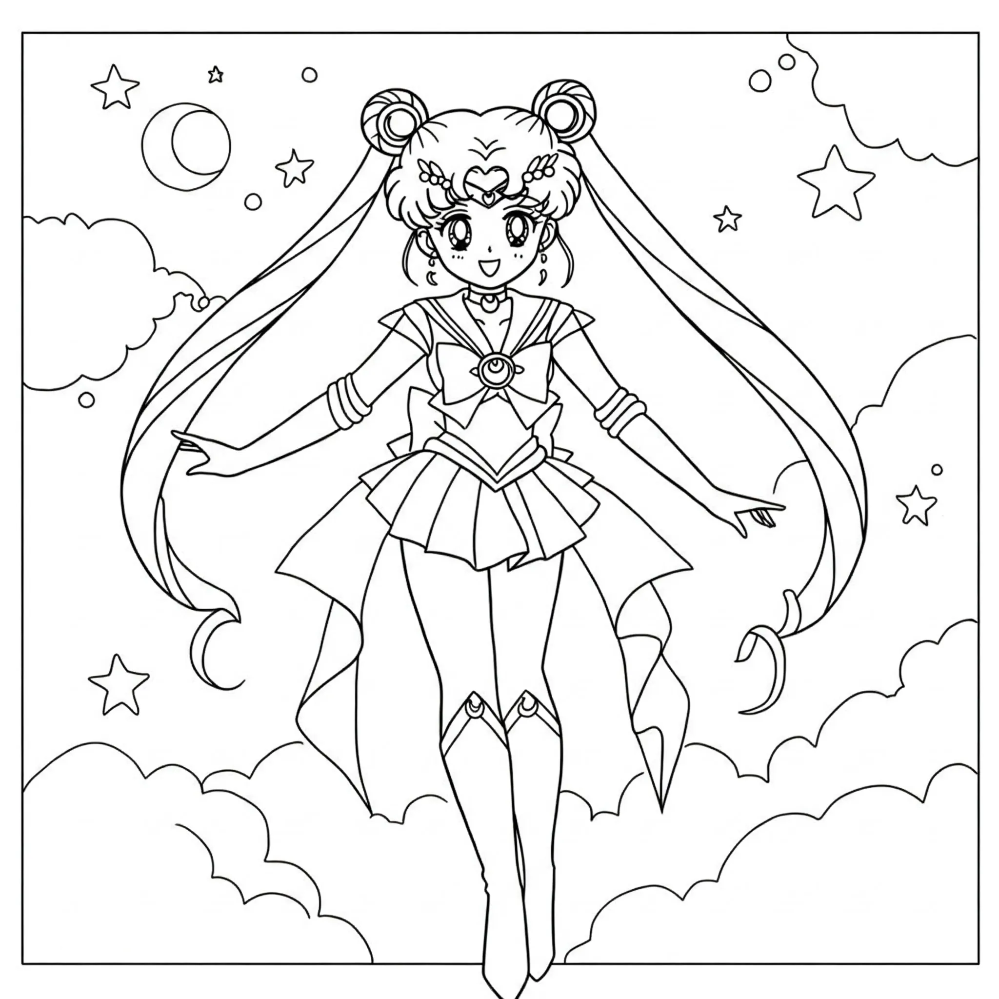 coloriage Sailor Lune en gros plan à imprimer pdf gratuit