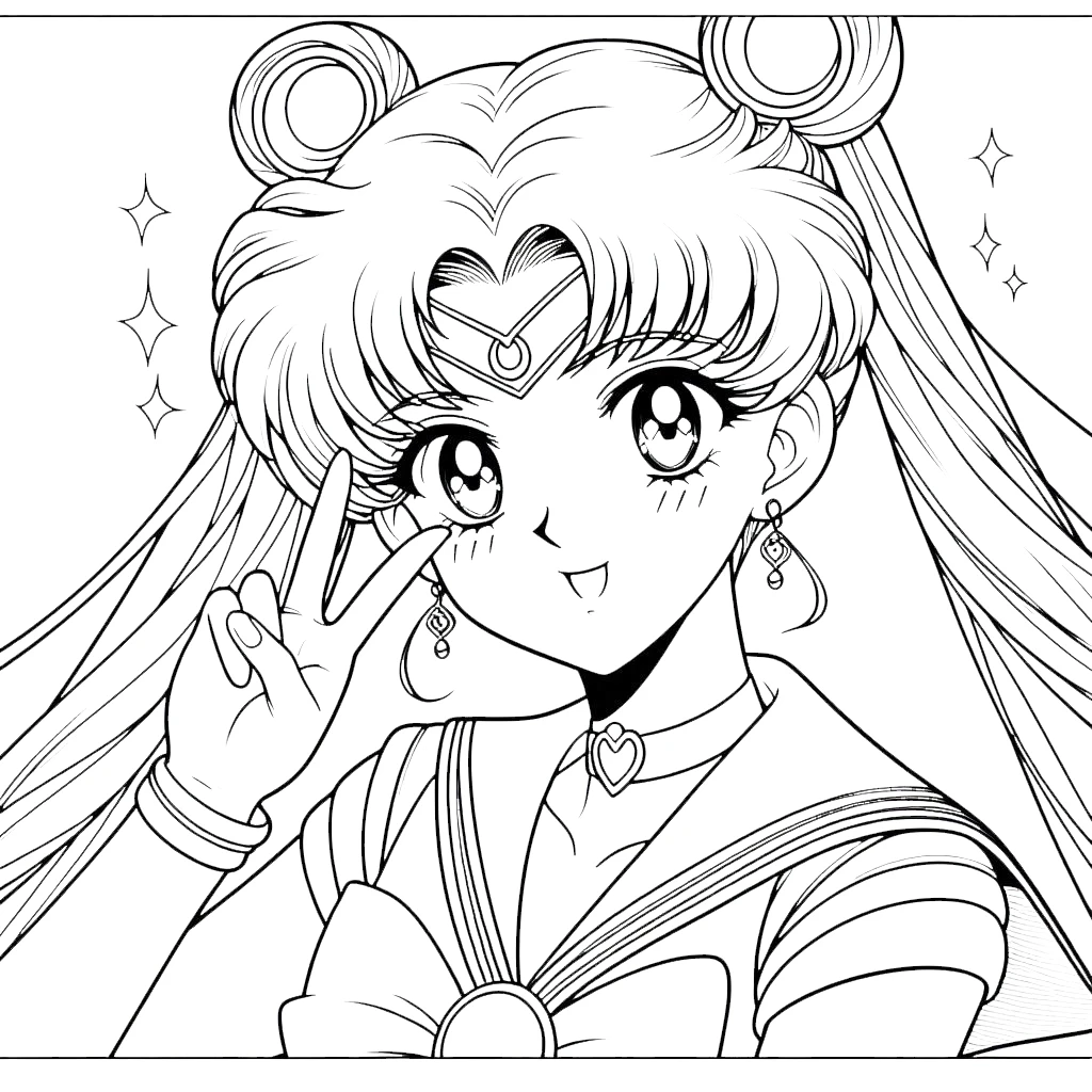 coloriage Sailor Moon a imprimer pour enfant de 4 ans 1