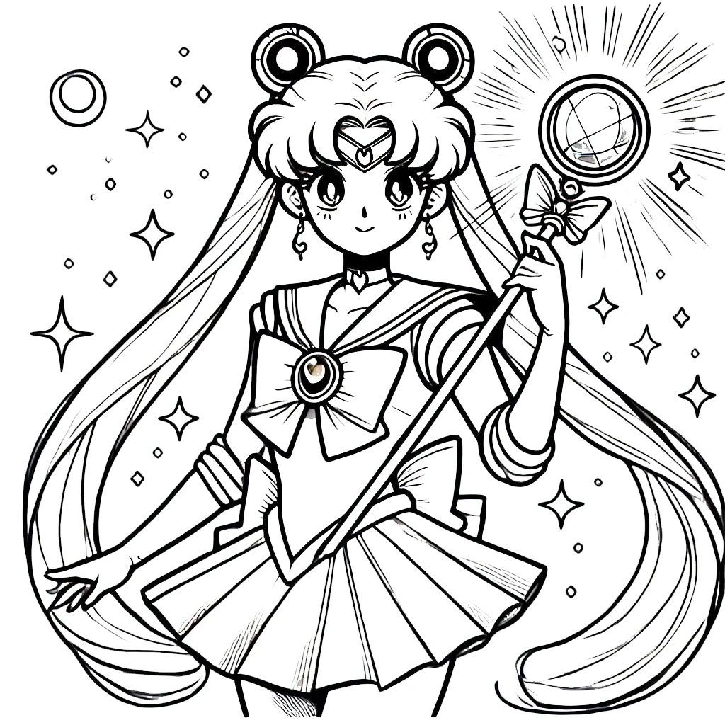 coloriage Sailor Moon à imprimer pour enfant de 7 ans