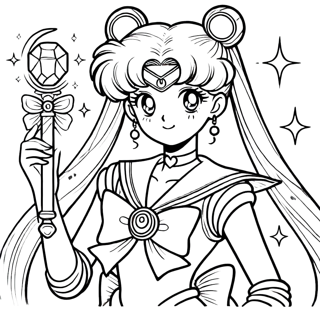 coloriage Sailor Moon à imprimer pour enfant de 9 ans 1