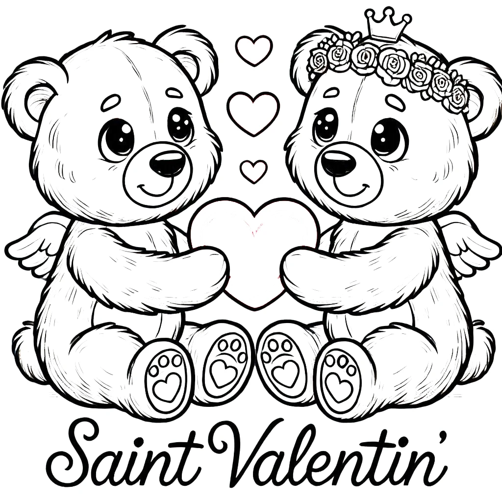 coloriage Saint Valentin à imprimer pour enfant de 4 ans