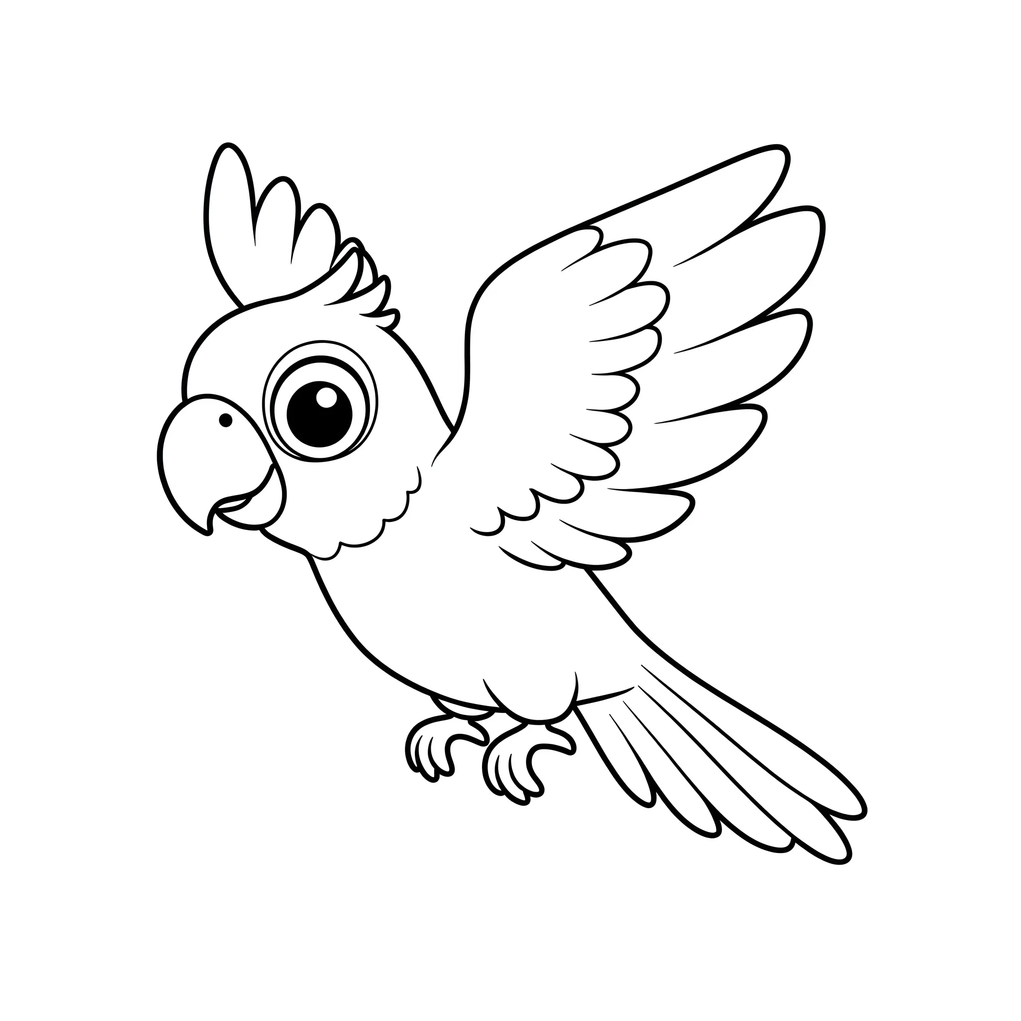 coloriage Silhouette de perroquet volant à imprimer pour enfant de 9 ans