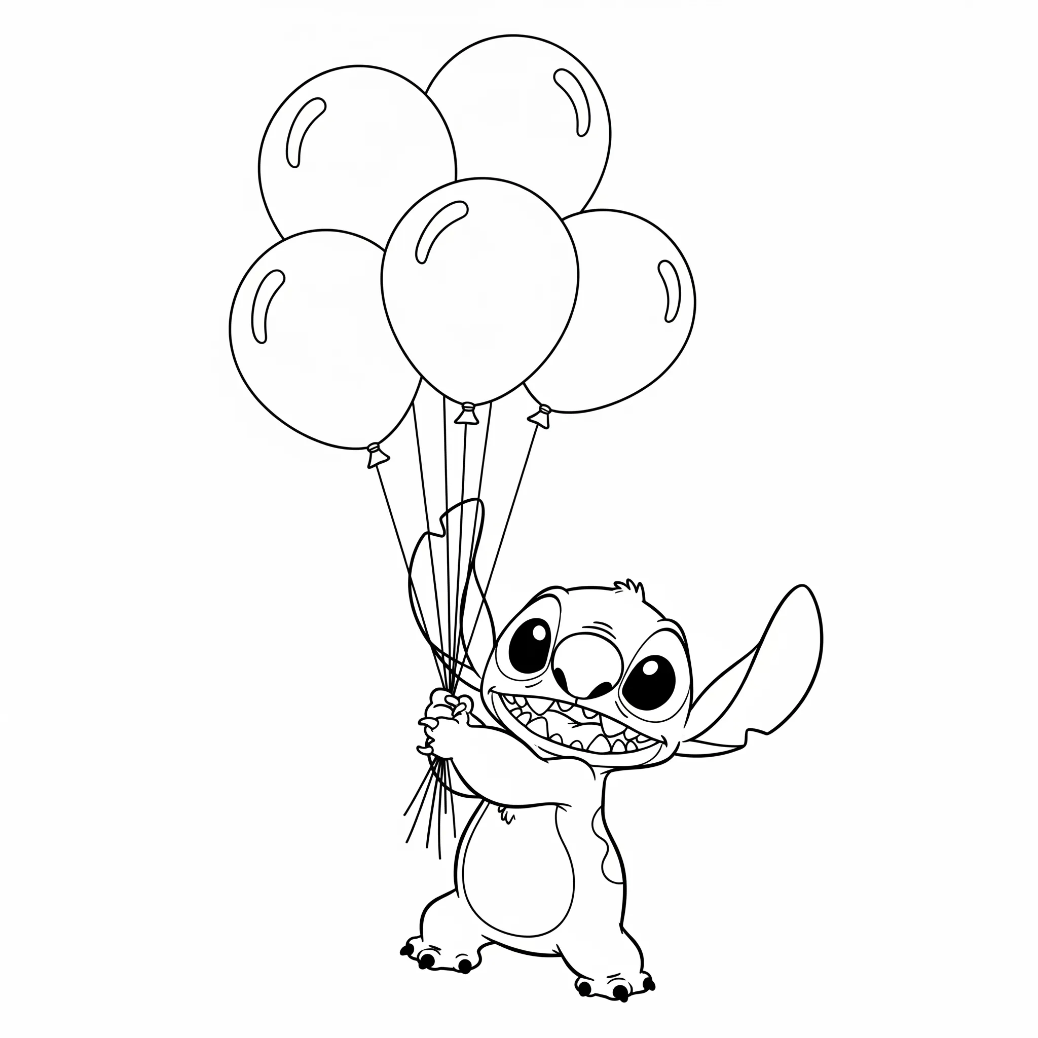 coloriage Stitch avec des ballons a colorier en ligne gratuitement
