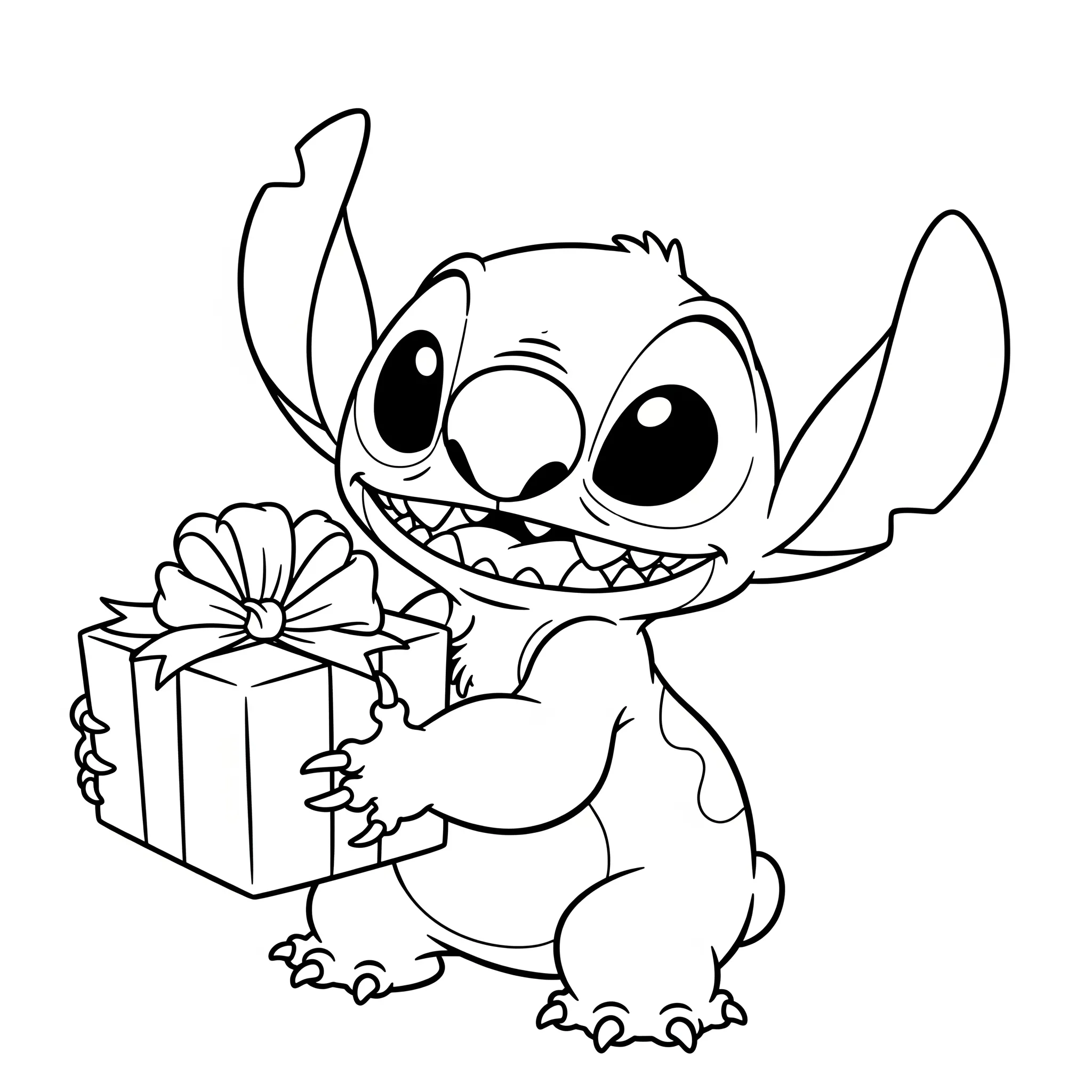 coloriage Stitch et un cadeau pour enfants a imprimer gratuit