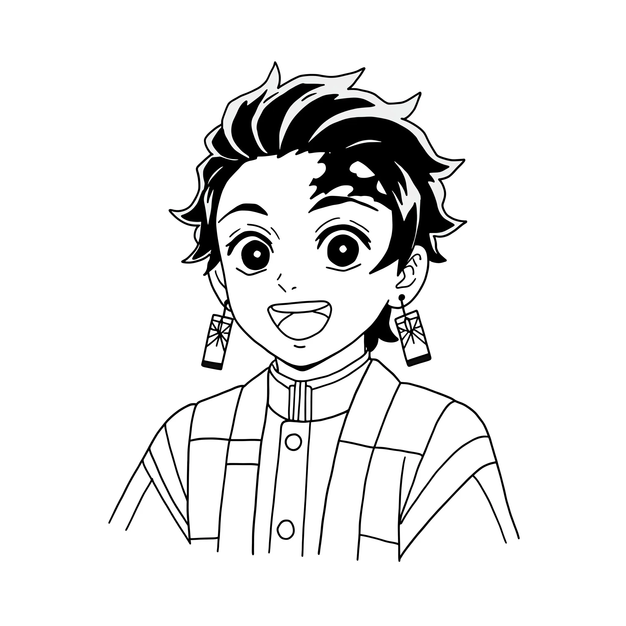 coloriage Tanjiro souriant pour enfant a imprimer gratuit