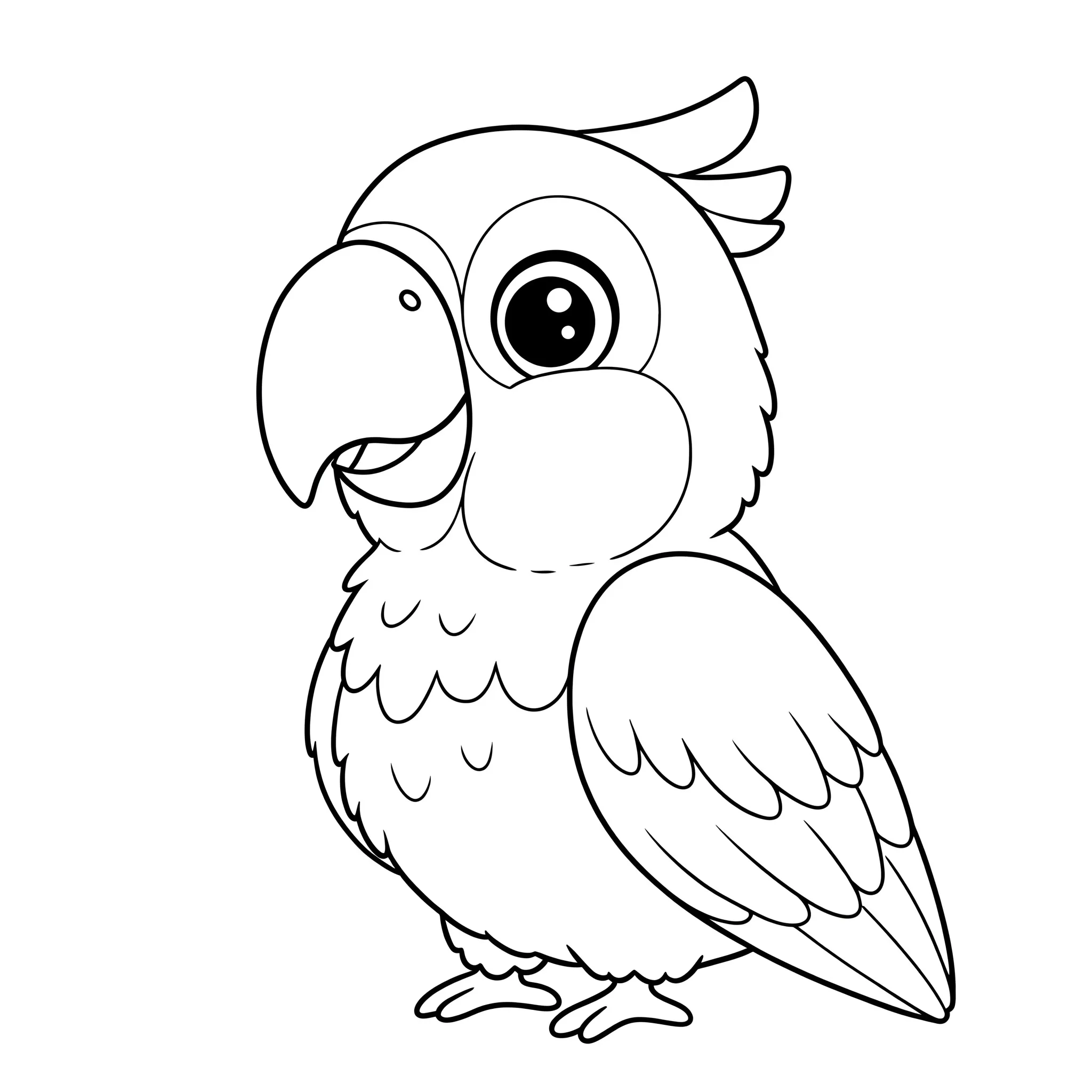 coloriage Un simple portrait de perroquet à imprimer pour enfant de 4 ans