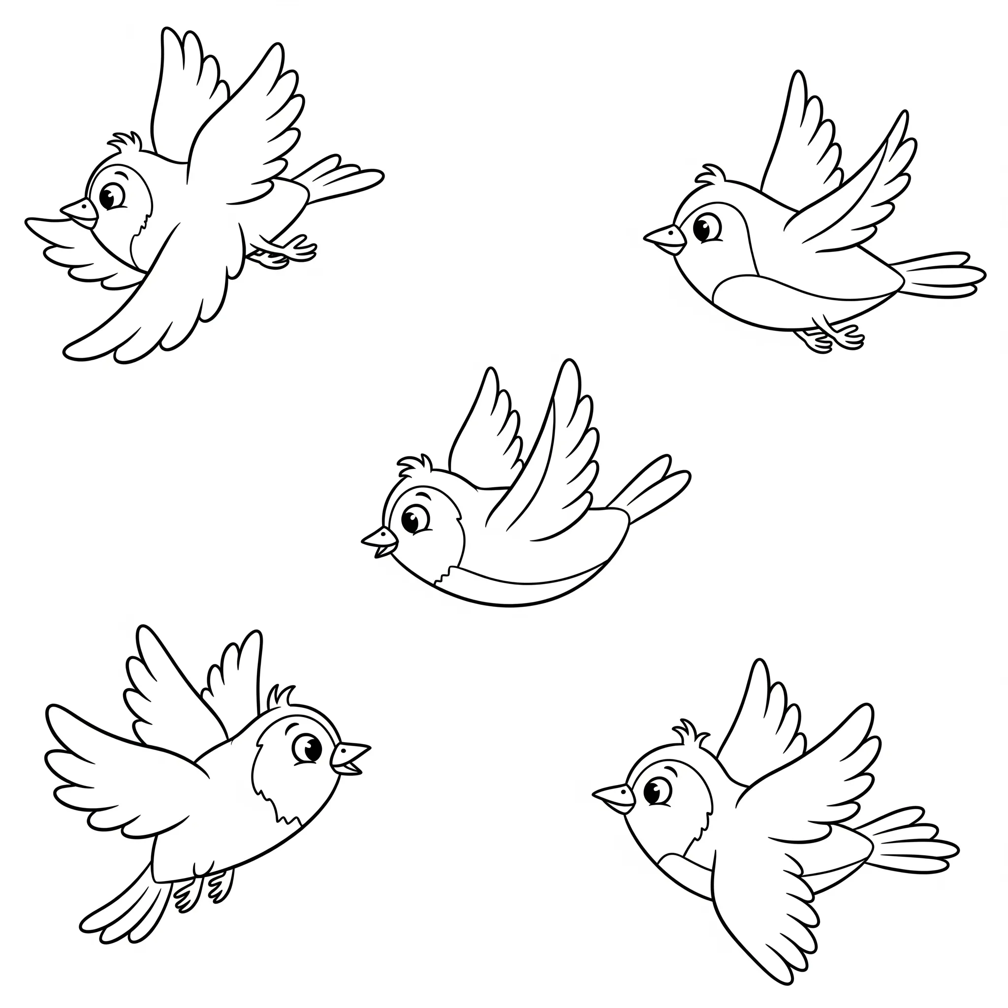 coloriage Vol d’Oiseaux Simples à imprimer pour enfant de 3 ans