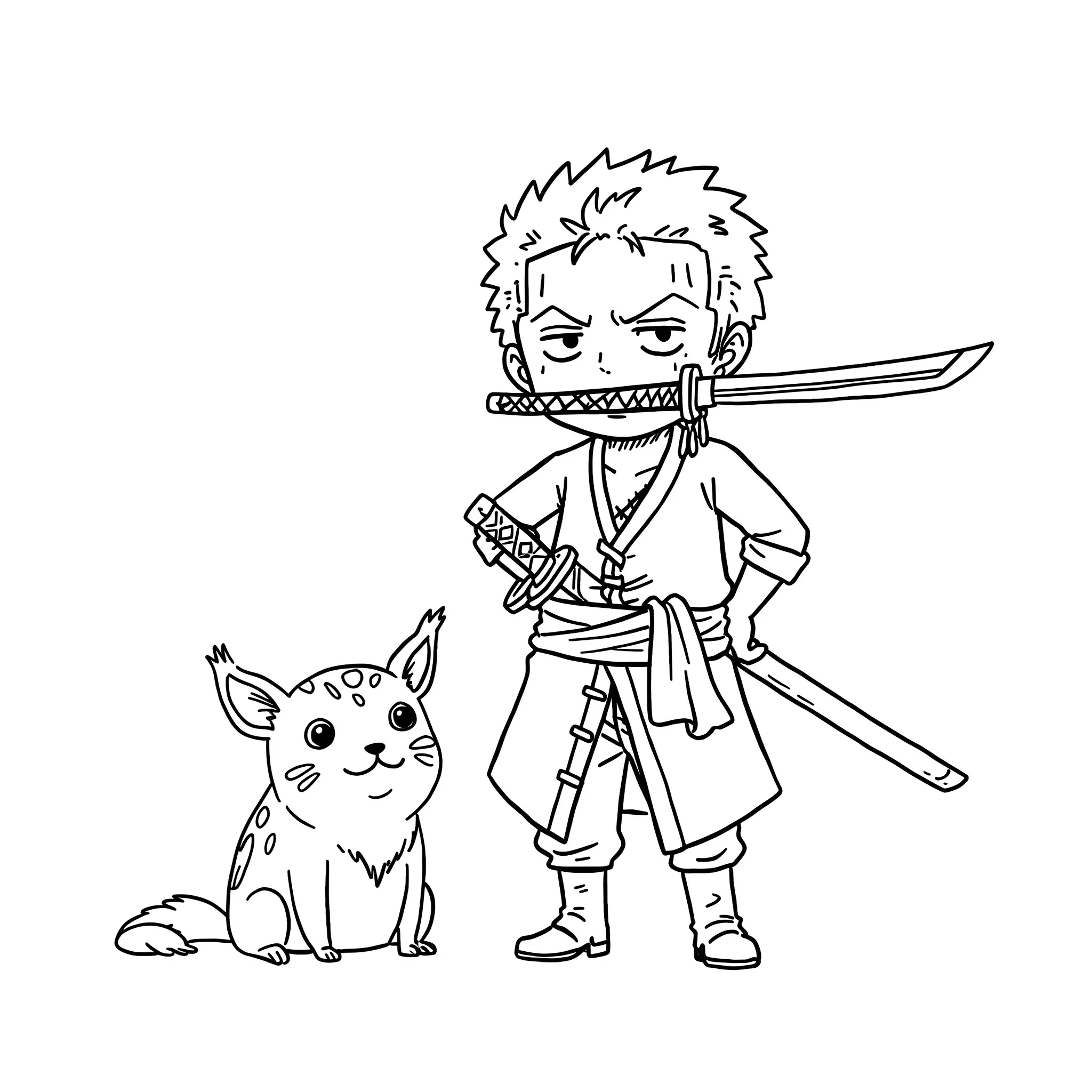 a imprimer coloriage Zoro et un petit animal gratuit