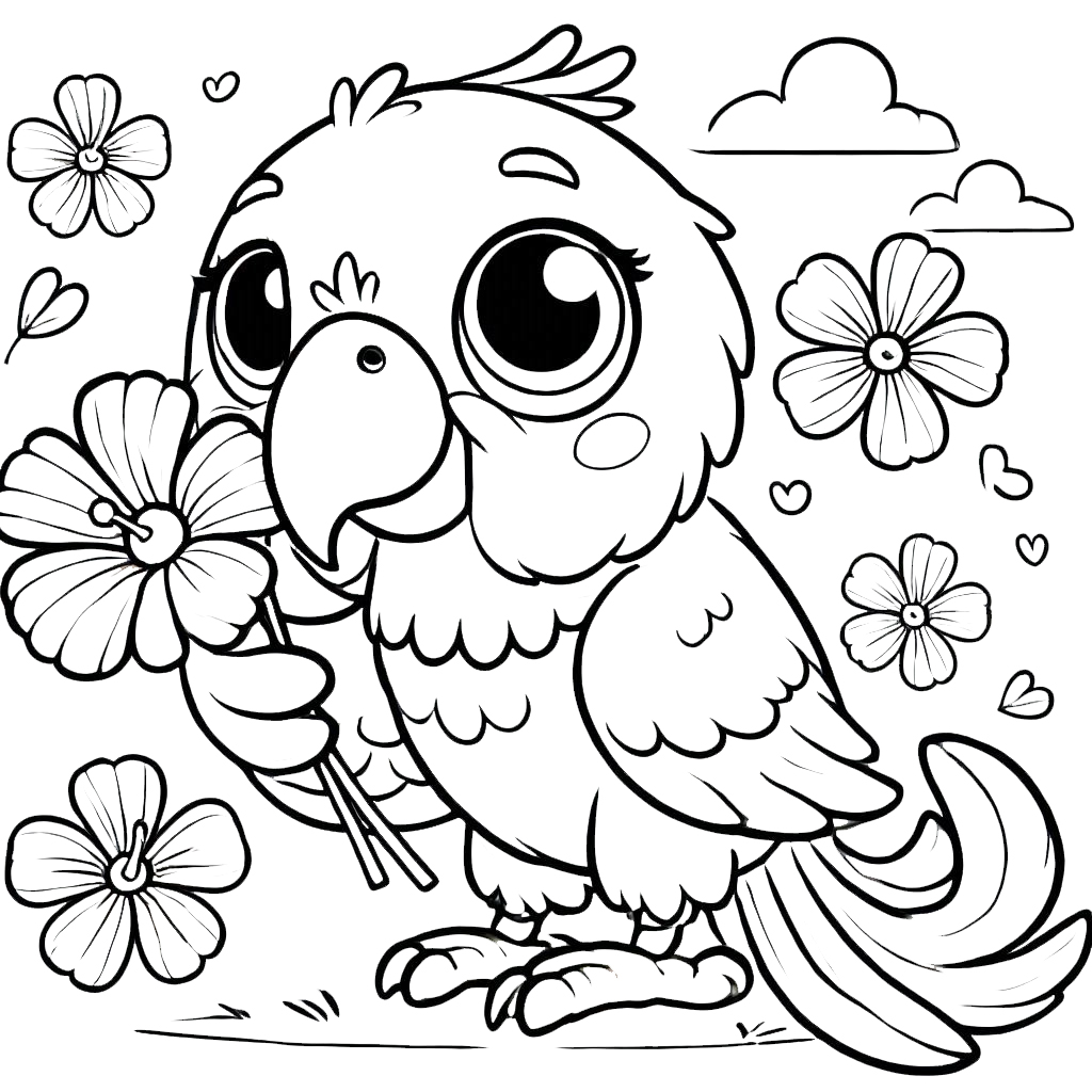 coloriage perroquet de pour enfants