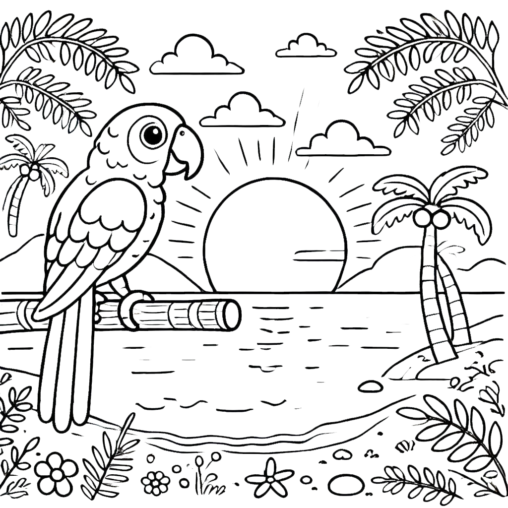 coloriage perroquet gratuit pour enfants 1