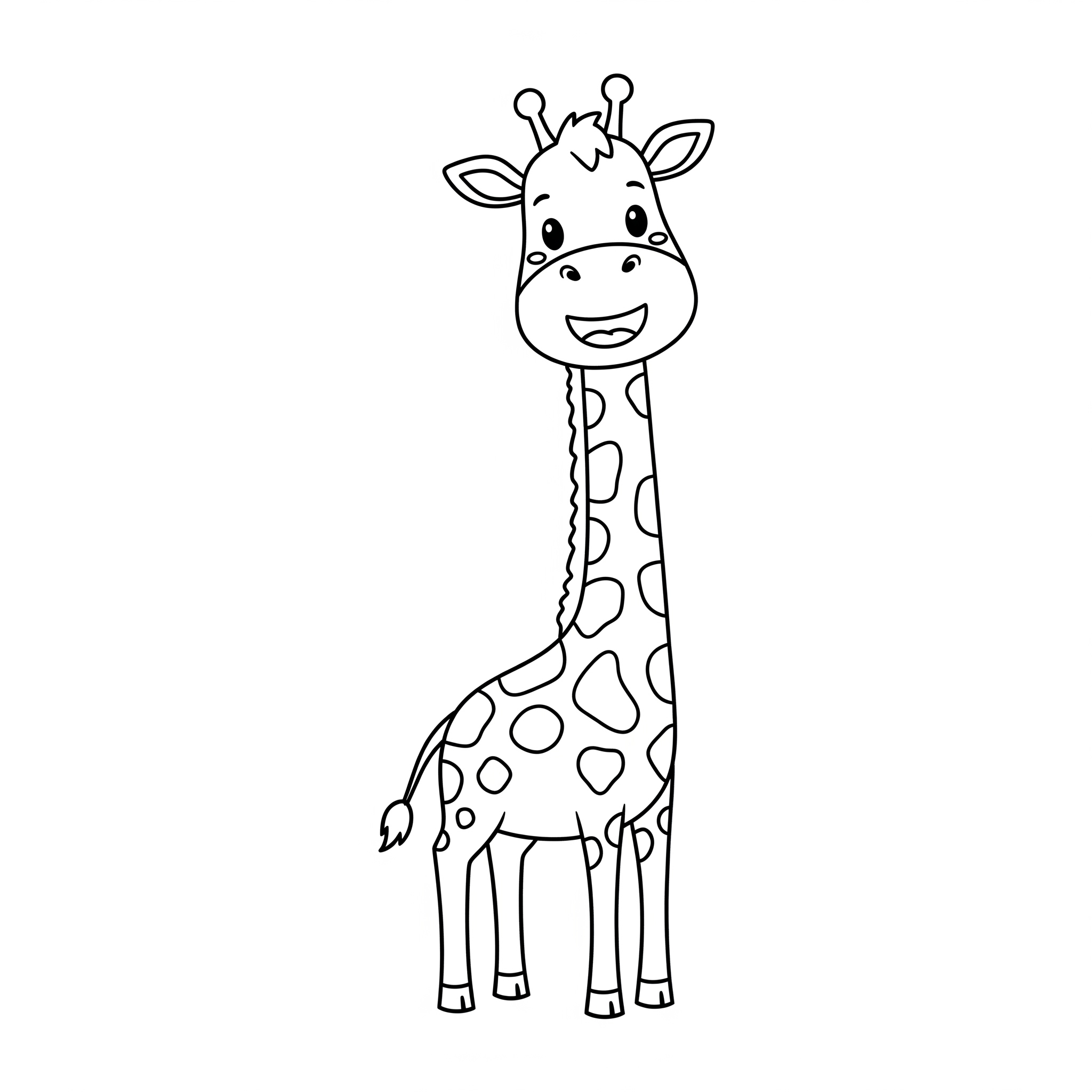 coloriage Girafe Amicale Souriante educatif pour enfant
