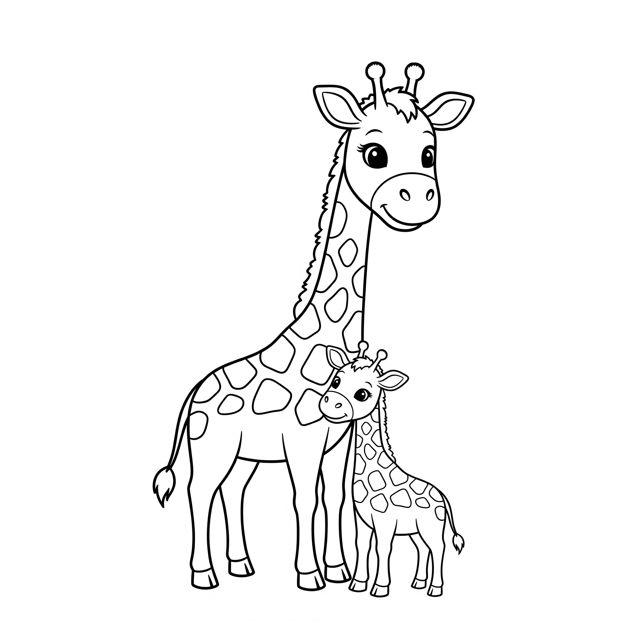 coloriage Girafe et son Bébé pour enfant de 6 ans
