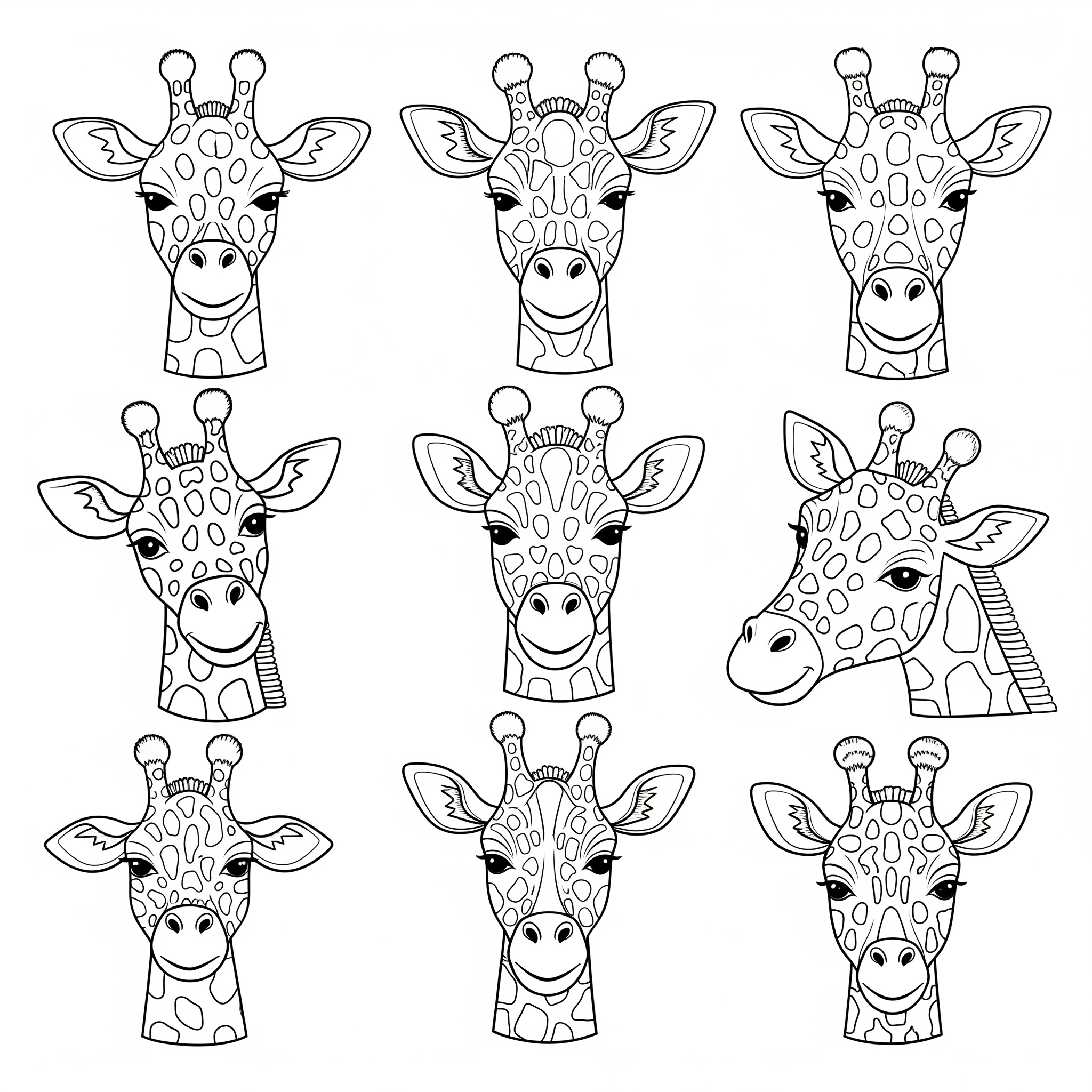 coloriage Têtes de Girafe avec Motifs educatif pour enfant