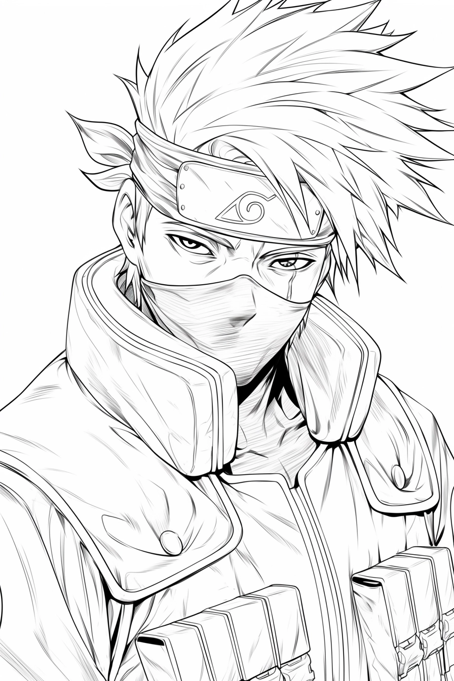 coloriage Kakashi et apprentissage