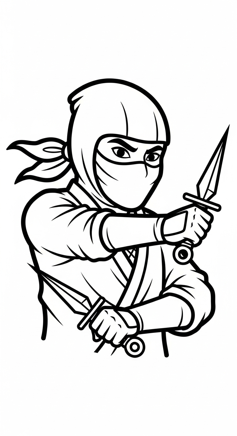 Ninja coloring page updated to print for 10 year olds