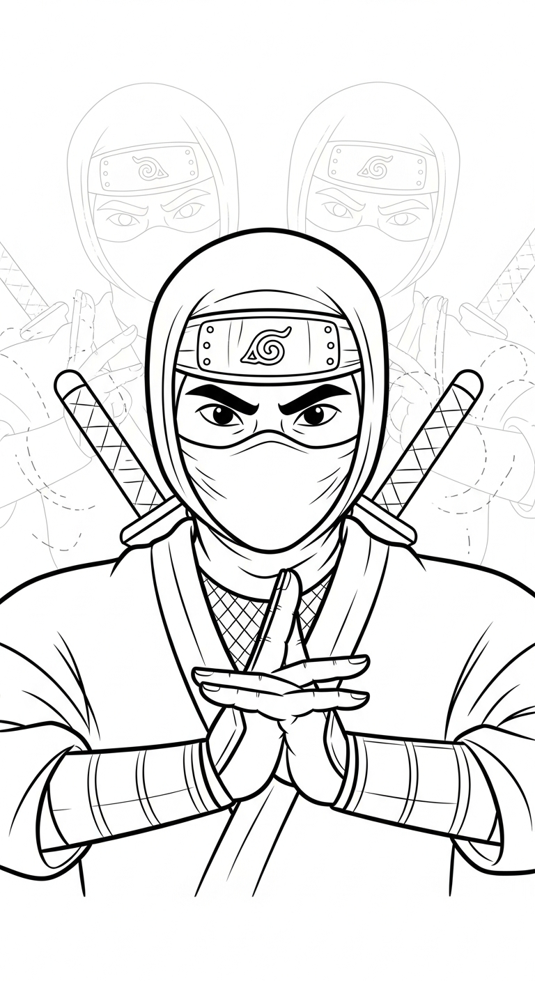 Free updated Ninja coloring page to print