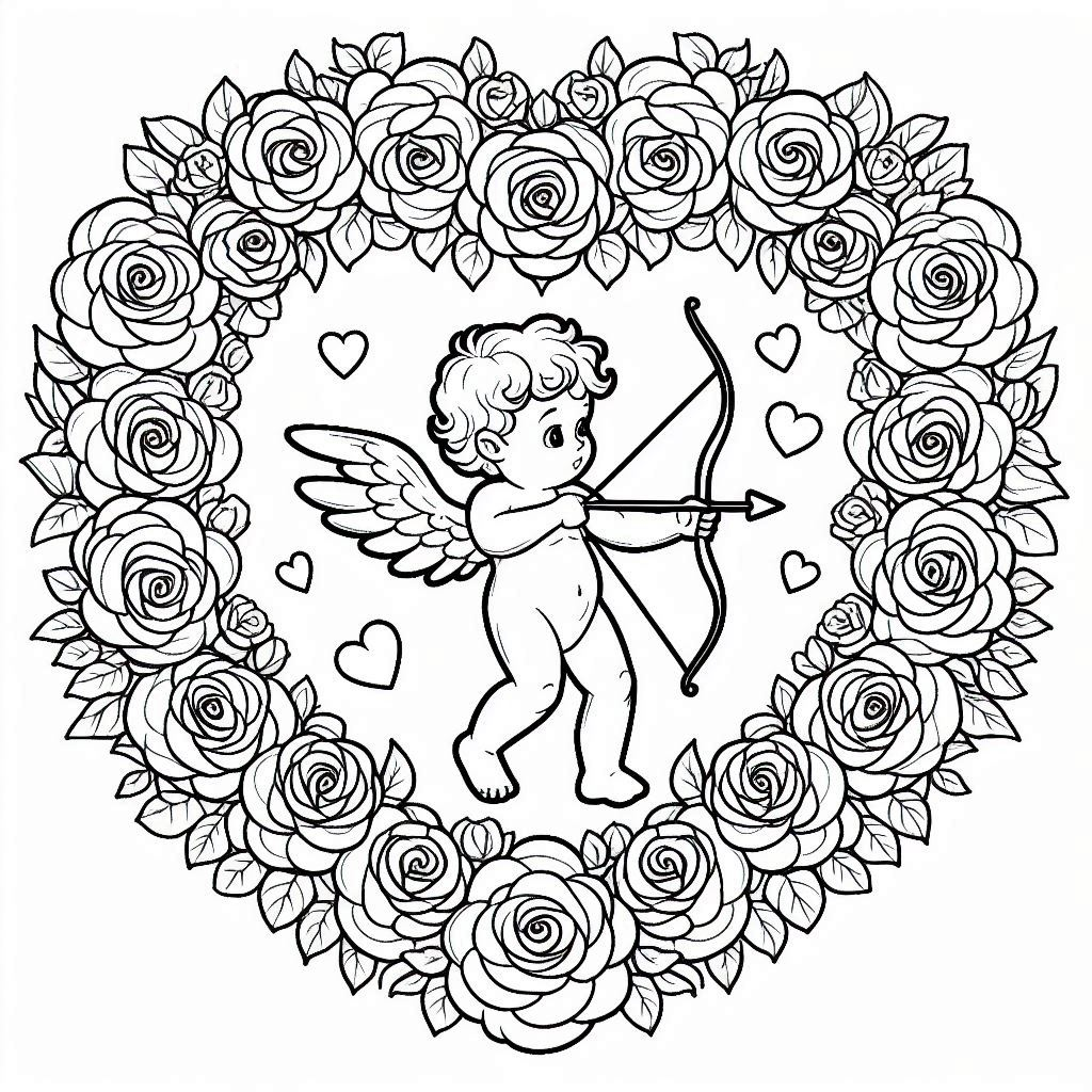 coloriage Saint Valentin à imprimer pour enfant de 10 ans