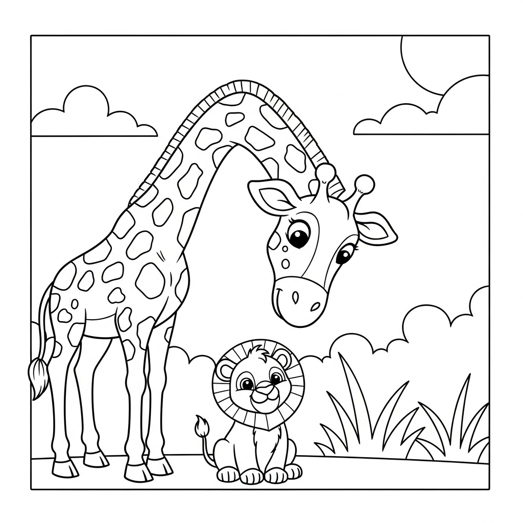 coloriage girafe updated et apprentissage