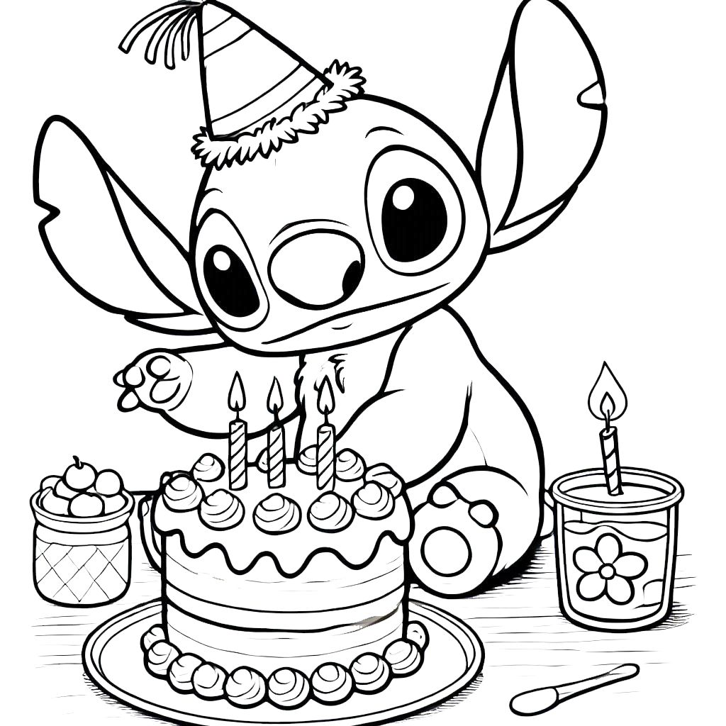 coloriage stitch anniversaire pour enfant de 10 ans