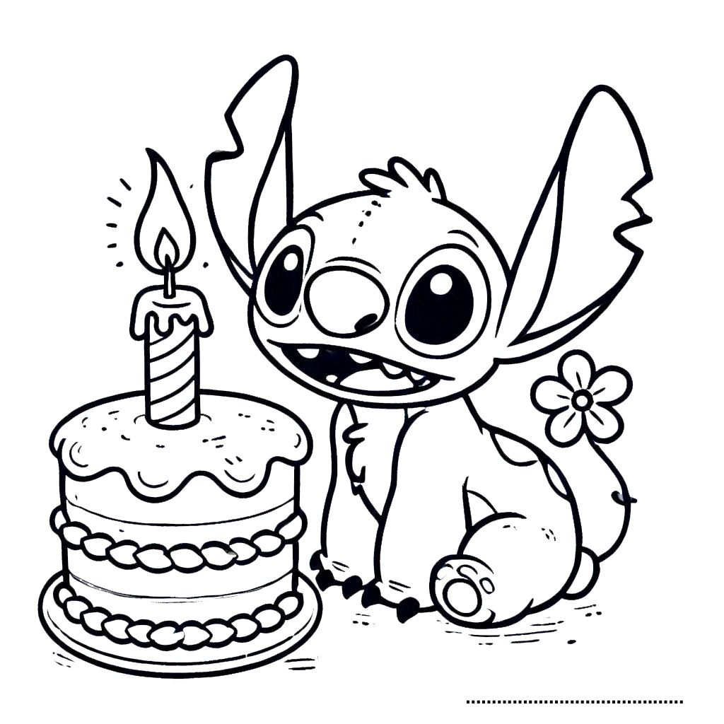 image pour coloriage stitch anniversaire enfant