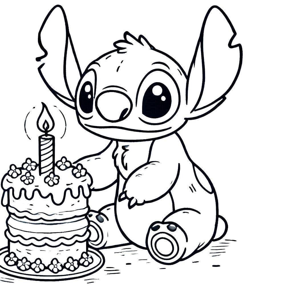 coloriage stitch anniversaire gratuit a imprimer