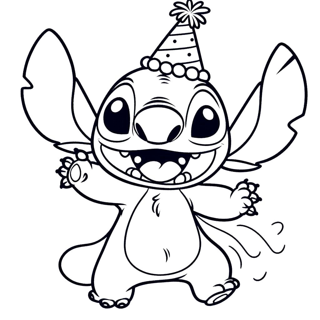 coloriage stitch anniversaire a dessiner et imprimer 1