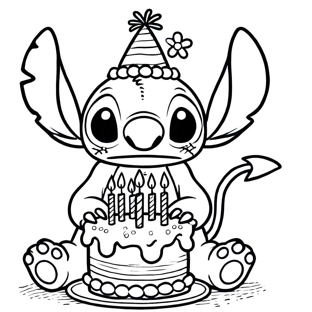 imprimer coloriage stitch anniversaire