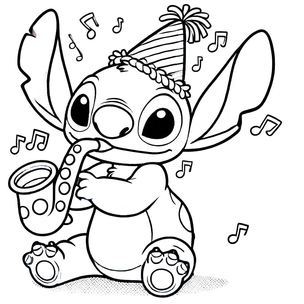 coloriage stitch anniversaire à imprimer pour enfant de 9 ans