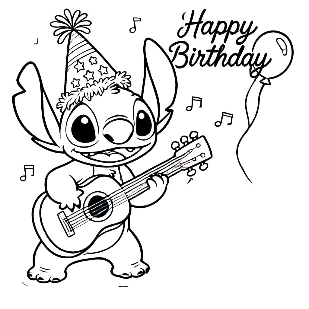 coloriage stitch anniversaire educatif pour enfant