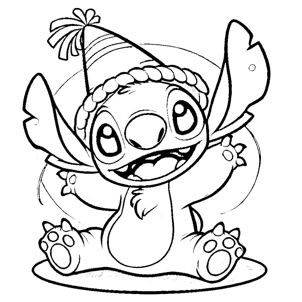 coloriage stitch anniversaire a colorier en ligne gratuitement