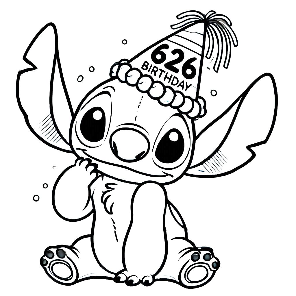 coloriage stitch anniversaire pour enfant a imprimer gratuit 1