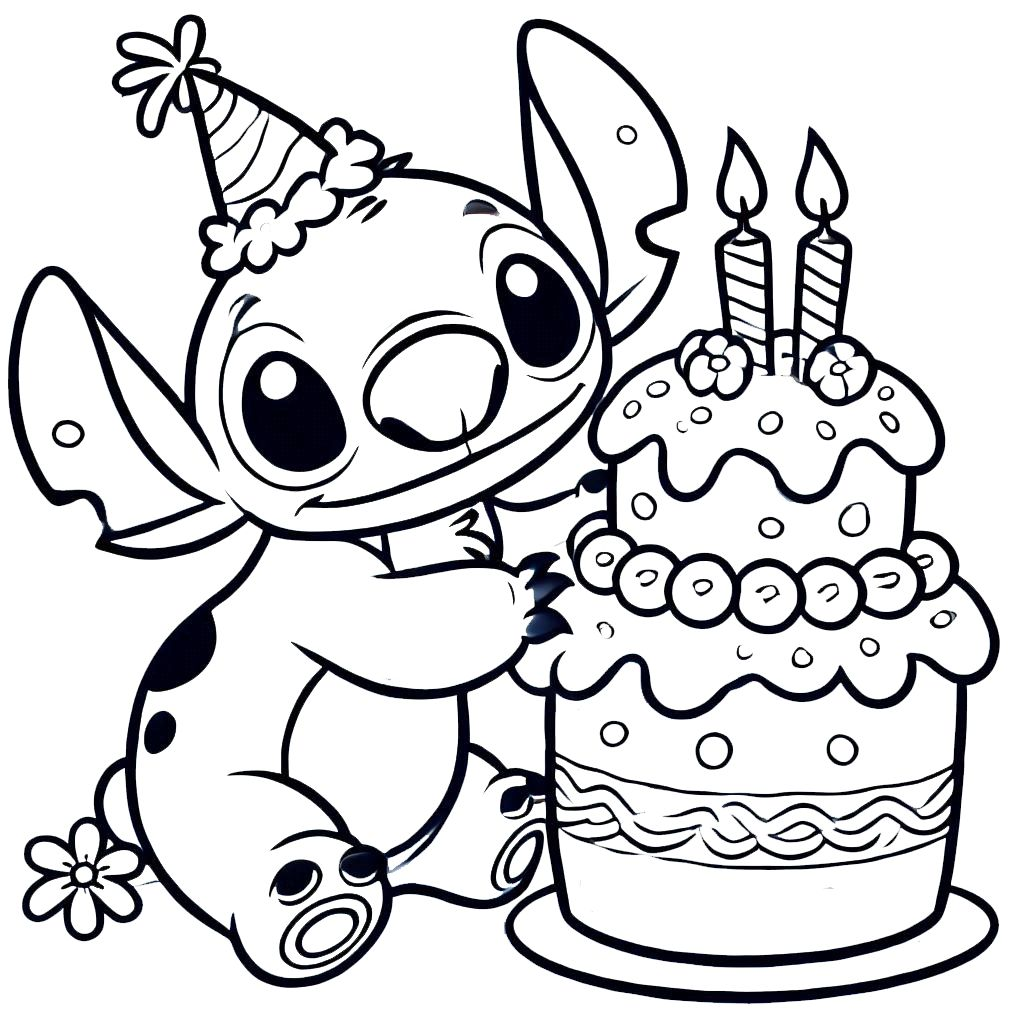 coloriage stitch anniversaire a imprimer gratuit 1