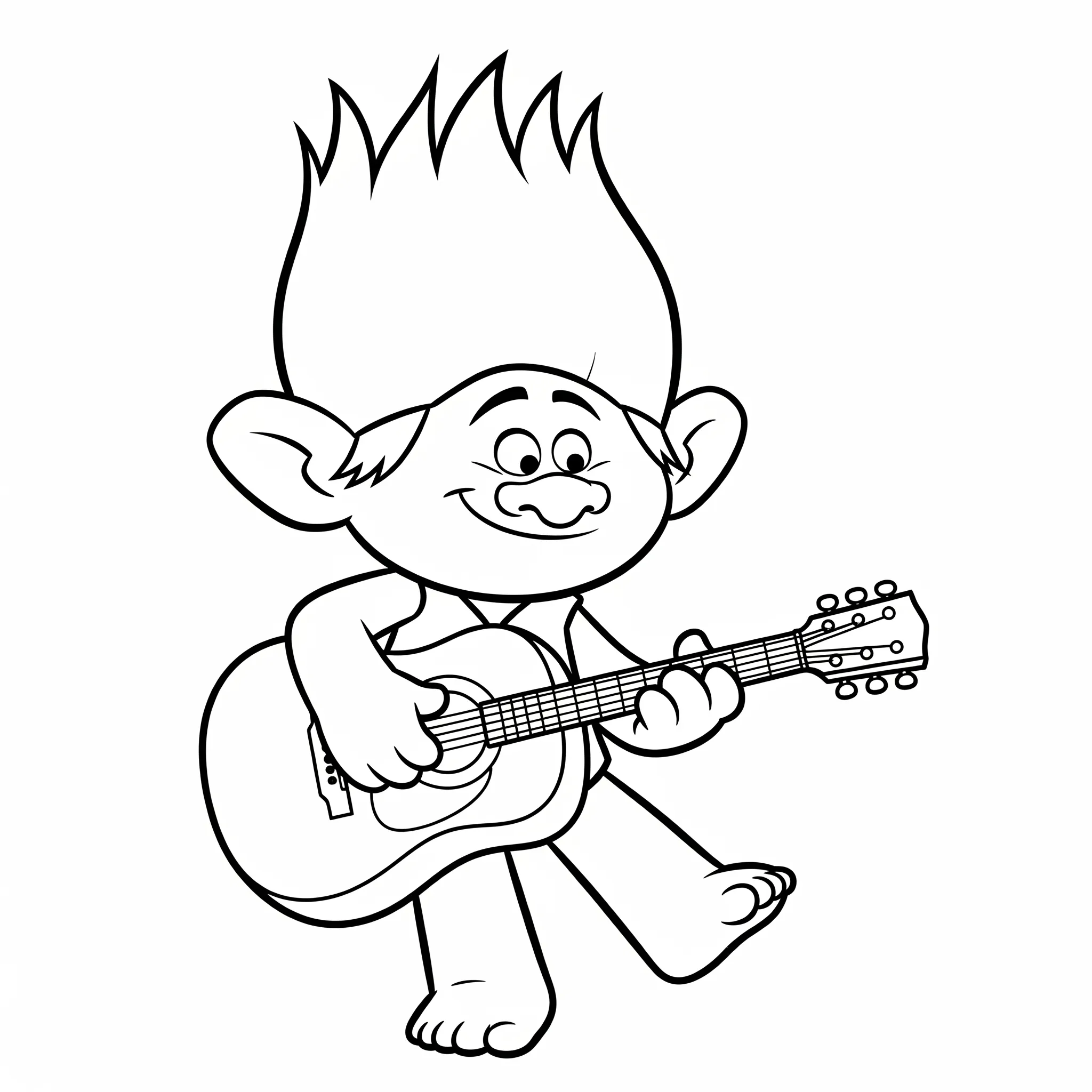 coloriage Branch jouant de la guitare de pour enfants
