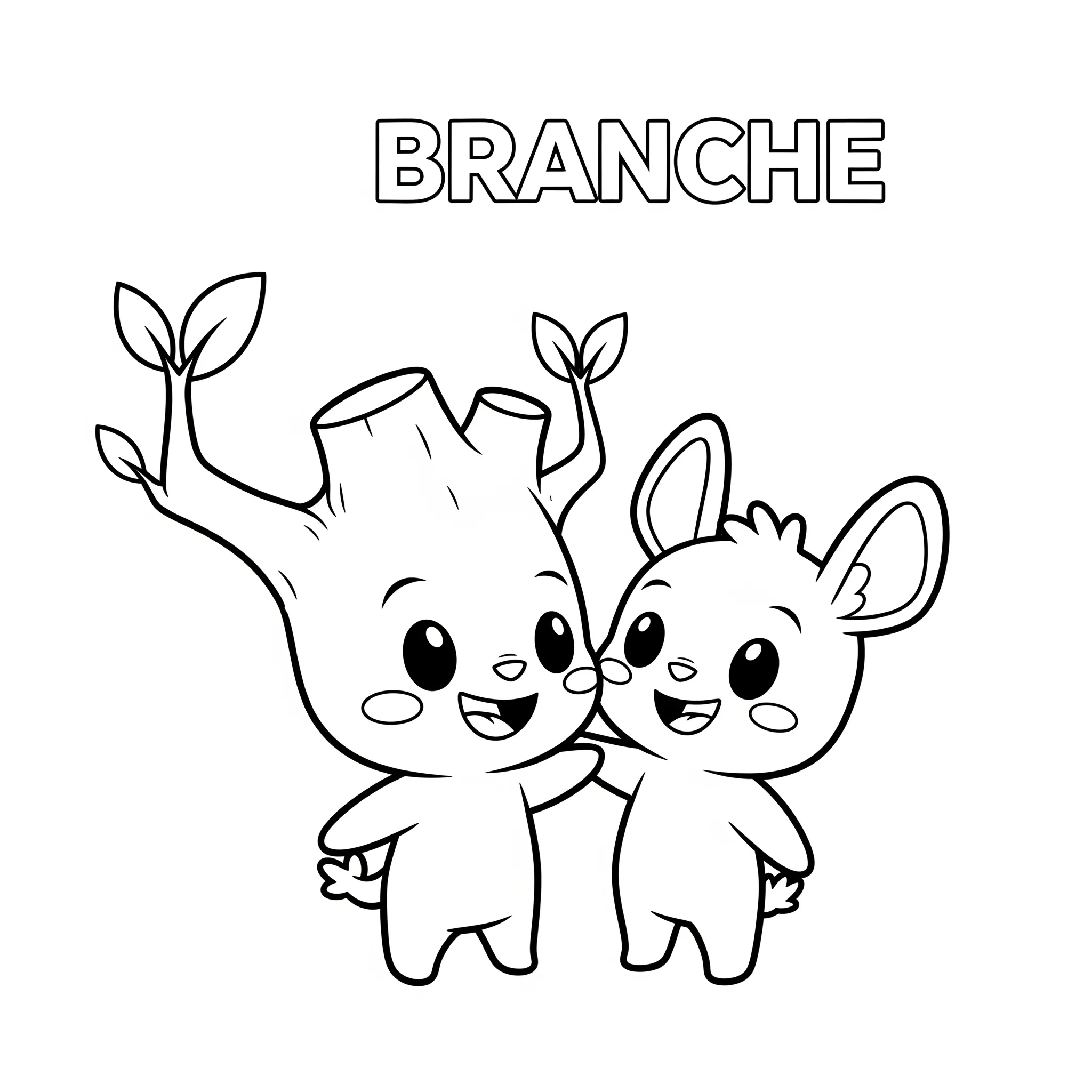 coloriage Branche et son ami à imprimer pour enfant de 2 ans