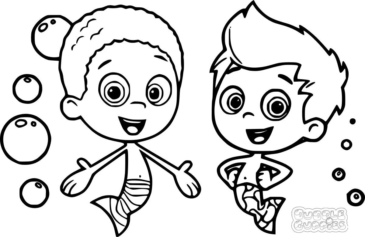 coloriage Bubble Guppies à imprimer pour enfant de 4 ans