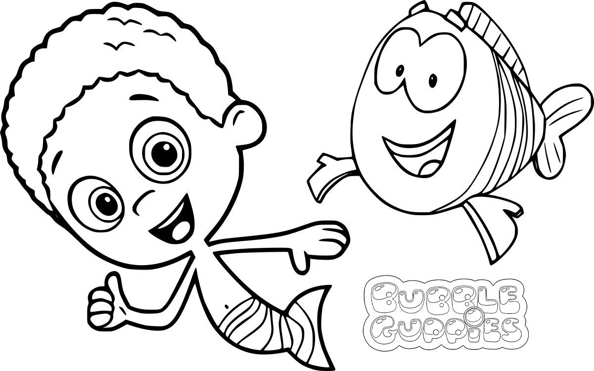 coloriage Bubble Guppies à imprimer pour enfant de 3 ans